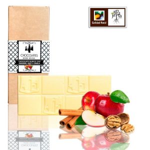 Tableta de chocolate blanco con Manzana, Nuez y Canela
